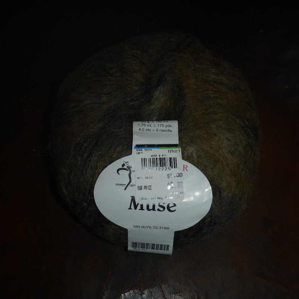 1 Ball Trendsetter Muse Mohair Blend Yarn Color 811 (Tan & Black Combo) 175 yds.